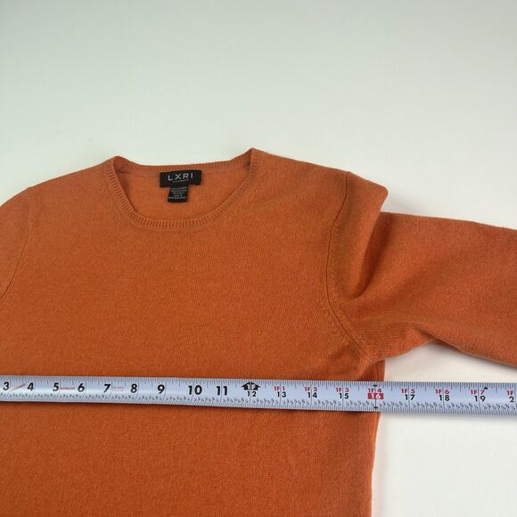 LXRI Cashmere Pullover Sweater S Orange Lightweight Layering Quiet Luxury Basic - Picture 5 of 8